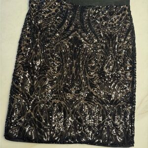 BCBGMaxAzria Black Sequin Mini Skirt